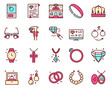 Jewelry color linear vector icons set.