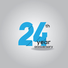 24 Years Anniversary Celebration Blue And White Vector Template Design Illustration