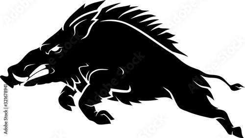 Fotomural Razorback Wild Hog, Side View Leaping
