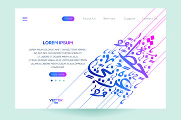 Poster -  Creative Modern Website template design ,Contain Random Arabic calligraphy Letters Without specific meaning in English ,Vector illustration.