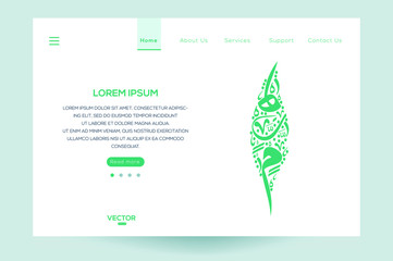 Poster -  Creative Modern Website template design ,Contain Random Arabic calligraphy Letters Without specific meaning in English ,Vector illustration.