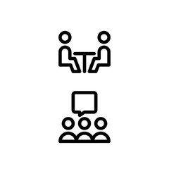 Meeting & Conversation Icon. Business Icon Set Vector Logo Symbol.