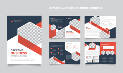 Wall Mural - modern blue brochure pages template, Business Brochure Design