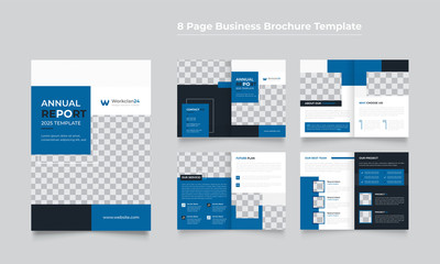 Wall Mural - modern blue brochure pages template, Business Brochure Design