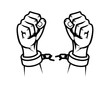 Broken Handcuff as Symbol of Freedom with Silhouette Style