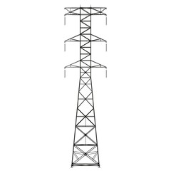 Wall Mural - A high-voltage power line tower on a white background. Isolate.