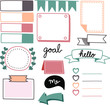 © chilhin - Collection decoration item set for digital planner, note paper, header, to do list, goal, index, stickers templates decorated for cutest memo illustrations and inspirational quote. School schedule