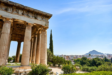 Wall Mural - ancient ruins Roman Agora in a summer day in Acropolis Greece, Athens