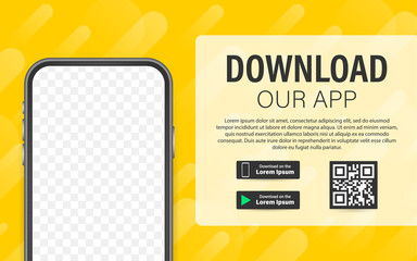 Canvas Print - Download page of the mobile app. Empty screen smartphone for you app. Download app. Vector stock illustration