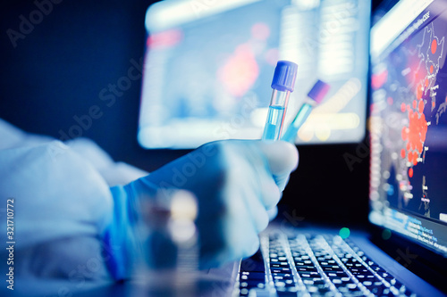 Fotomural Analysis number of infected people in China and world from virus, doctor in prot