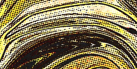 Fototapete - Abstract swirl background. Liquid paint texture in expressionism style. Comic dots effect. Retro comics cartoon design. 