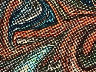 Fototapete - Abstract swirl background. Liquid paint texture in expressionism style. Comic dots effect. Retro comics cartoon design. 