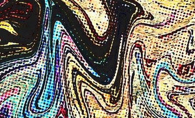 Fototapete - Abstract swirl background. Liquid paint texture in expressionism style. Comic dots effect. Retro comics cartoon design. 