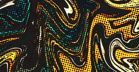 Fototapete - Abstract swirl background. Liquid paint texture in expressionism style. Comic dots effect. Retro comics cartoon design. 