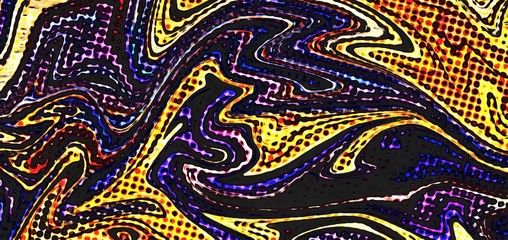 Fototapete - Abstract swirl background. Liquid paint texture in expressionism style. Comic dots effect. Retro comics cartoon design. 