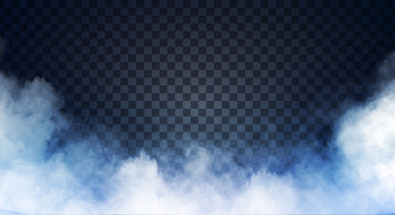 Wall Mural - Blue-gray fog or smoke on dark copy space background. Vector illustration