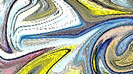 Fototapete - Abstract swirl background. Liquid paint texture in expressionism style. Comic dots effect. Retro comics cartoon design. 