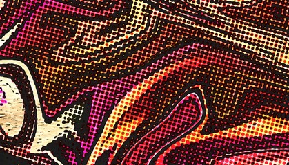 Fototapete - Abstract swirl background. Liquid paint texture in expressionism style. Comic dots effect. Retro comics cartoon design. 