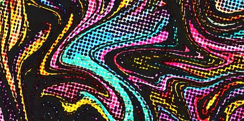 Fototapete - Abstract swirl background. Liquid paint texture in expressionism style. Comic dots effect. Retro comics cartoon design. 