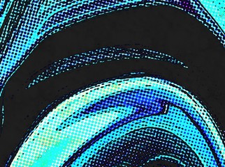 Fototapete - Abstract swirl background. Liquid paint texture in expressionism style. Comic dots effect. Retro comics cartoon design. 