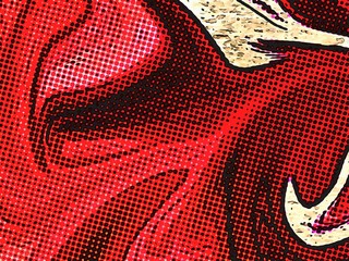 Fototapete - Abstract swirl background. Liquid paint texture in expressionism style. Comic dots effect. Retro comics cartoon design. 