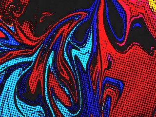 Fototapete - Abstract swirl background. Liquid paint texture in expressionism style. Comic dots effect. Retro comics cartoon design. 