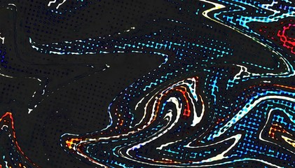 Fototapete - Abstract swirl background. Liquid paint texture in expressionism style. Comic dots effect. Retro comics cartoon design. 
