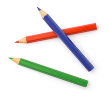 Top View Of Three Color Pencils