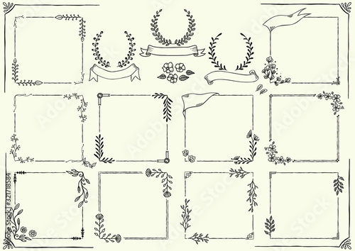 花と植物の手書きフレーム Adobe Stock でこのストックベクターを購入して 類似のベクターをさらに検索 Adobe Stock