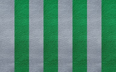 Wall Mural -  The texture of genuine leather is gray and green.