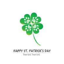St. Patrick’s Day Background Shamrock Vector With Hand Drawn Doodle Paw Prints Greeting Card