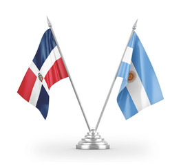 argentina and dominican republic table flags isolated on white 3d rendering