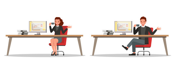 business people working in office character vector design. no47