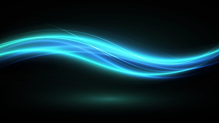 Wall Mural - blue wind with green neon waves