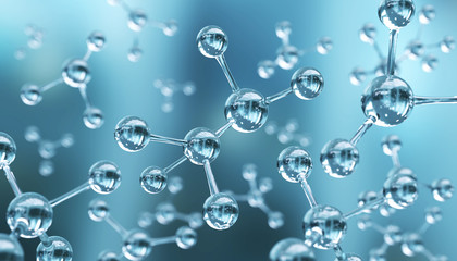 Wall Mural - science background with molecule or atom, abstract structure for science or medical background, 3d i