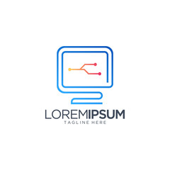 Wall Mural - Abstract Computer Logo Design Vector Template