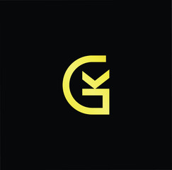 Outstanding professional elegant trendy awesome artistic black and gold color GK KG initial based Alphabet icon logo.