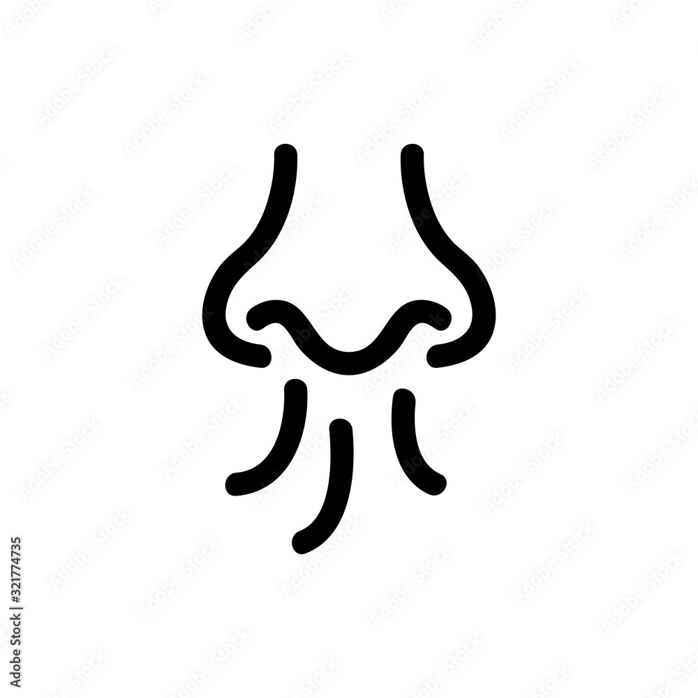the smell of the icon vector. Thin line sign. Isolated contour symbol illustration - obrazy, fototapety, plakaty 