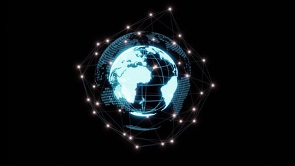 Wall Mural - footage of world hologram with connecting edge and space