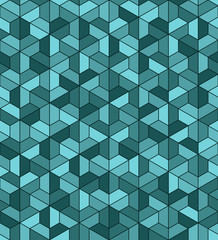 sea-green trapezes. trapezium and hexagon geometric shapes. vector seamless pattern. simple blue repetitive background. textile paint. fabric swatch. wrapping paper. continuous print