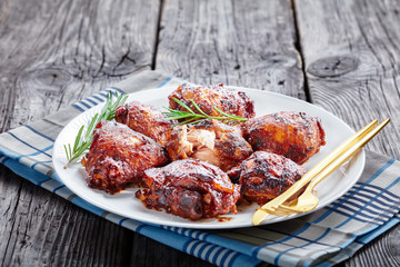 Poster - close-up of fried chicken thighs, top view