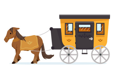 Wall Mural - Horse Carriage Christmas Market Illustration