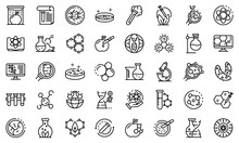 Bioengineer Icons Set. Outline Set Of Bioengineer Vector Icons For Web Design Isolated On White Background