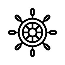 The Steering Wheel Of The Ship Is An Icon Vector. Thin Line Sign. Isolated Contour Symbol Illustration