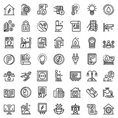 Poster - Utilities icons set. Outline set of utilities vector icons for web design isolated on white background