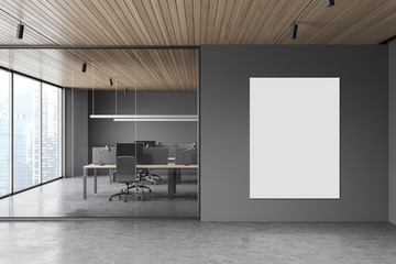 Poster - Gray open space office with poster