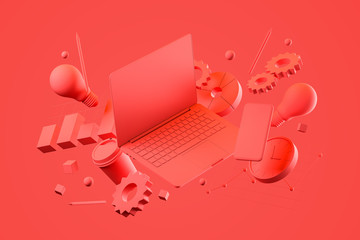 Poster - Office work and education concept in red