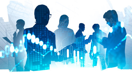 Poster - Consultants team in city, digital chart