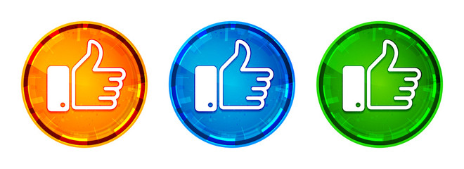 Thumbs up icon shiny abstract round button set illustration