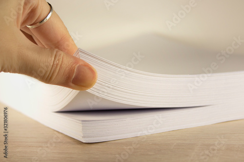 Fotomural Stack of paper on office desk for report papers